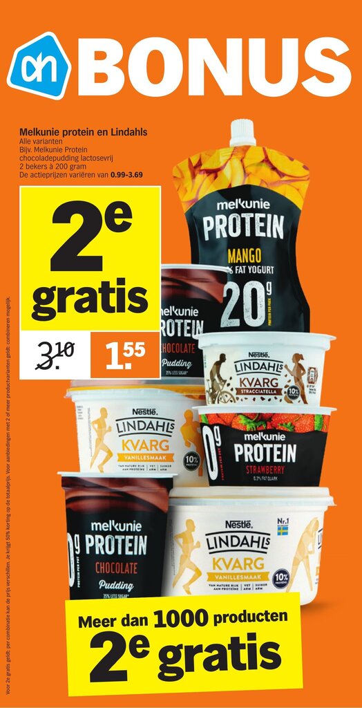 Melkunie Protein En Lindahls 2 Bekers A 200 Gram Aanbieding Bij Albert