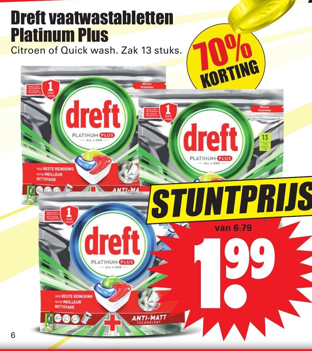 Dreft Vaatwastabletten Platinum Okus Aanbieding Bij Dirk