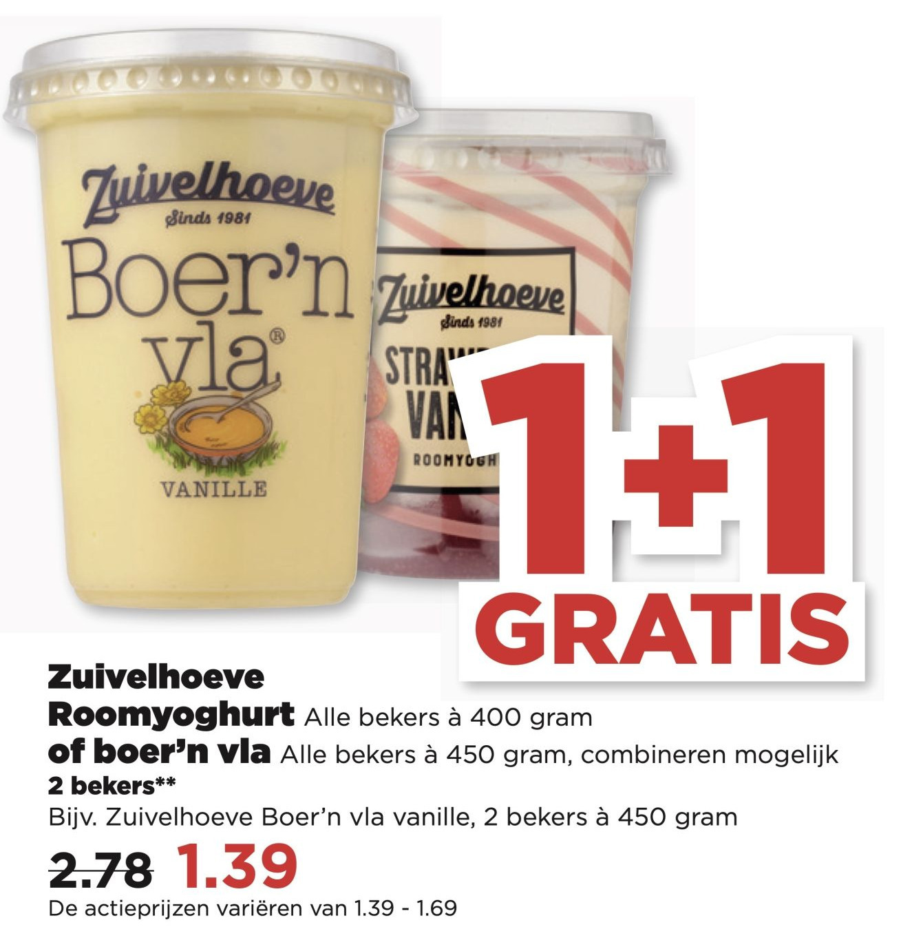 Zuivelhoeve Roomyoghurt Of Boer N Vla Aanbieding Bij Plus