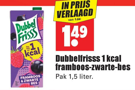 Dubbelfrisss 1 Kcal Framboos Zwarte Bes Aanbieding Bij Dirk