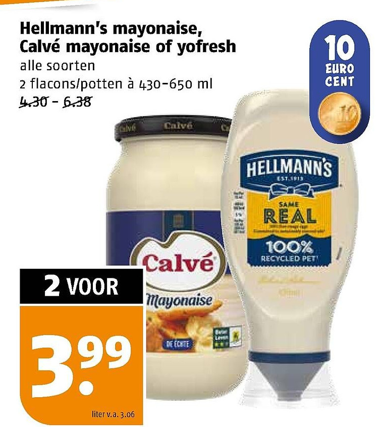 Hellmann s mayonaise Calvé mayonaise of yofresh aanbieding bij Poiesz