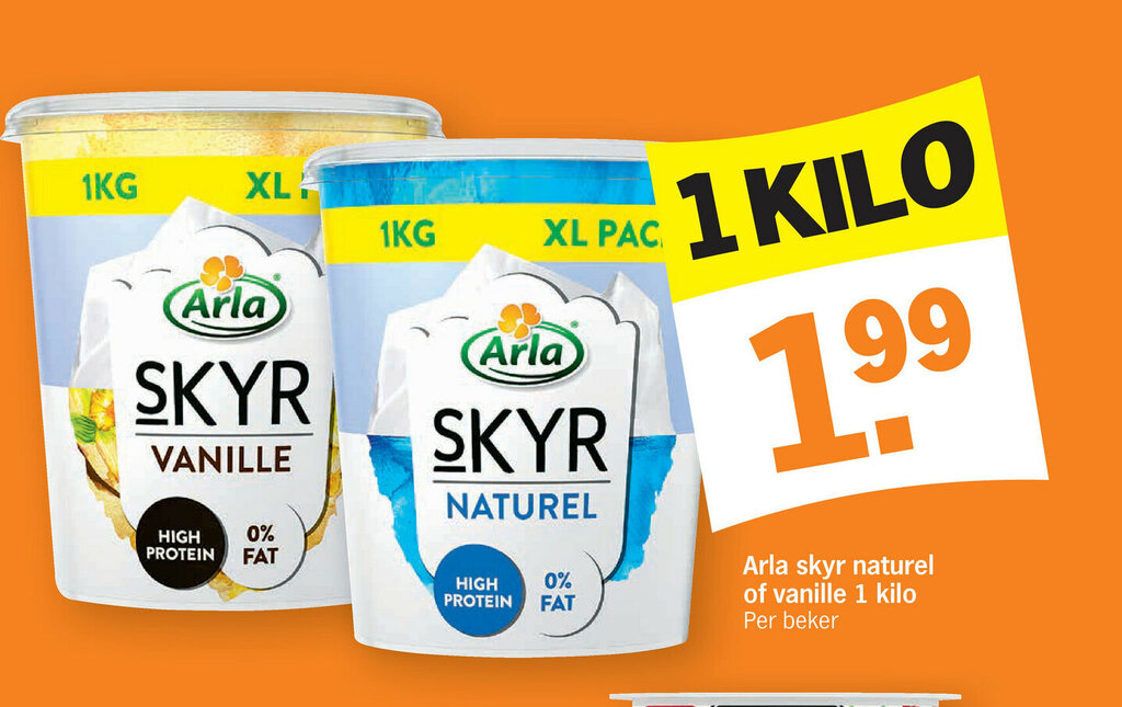 Arla Skyr Naturel Of Vanille Kilo Aanbieding Bij Albert Heijn