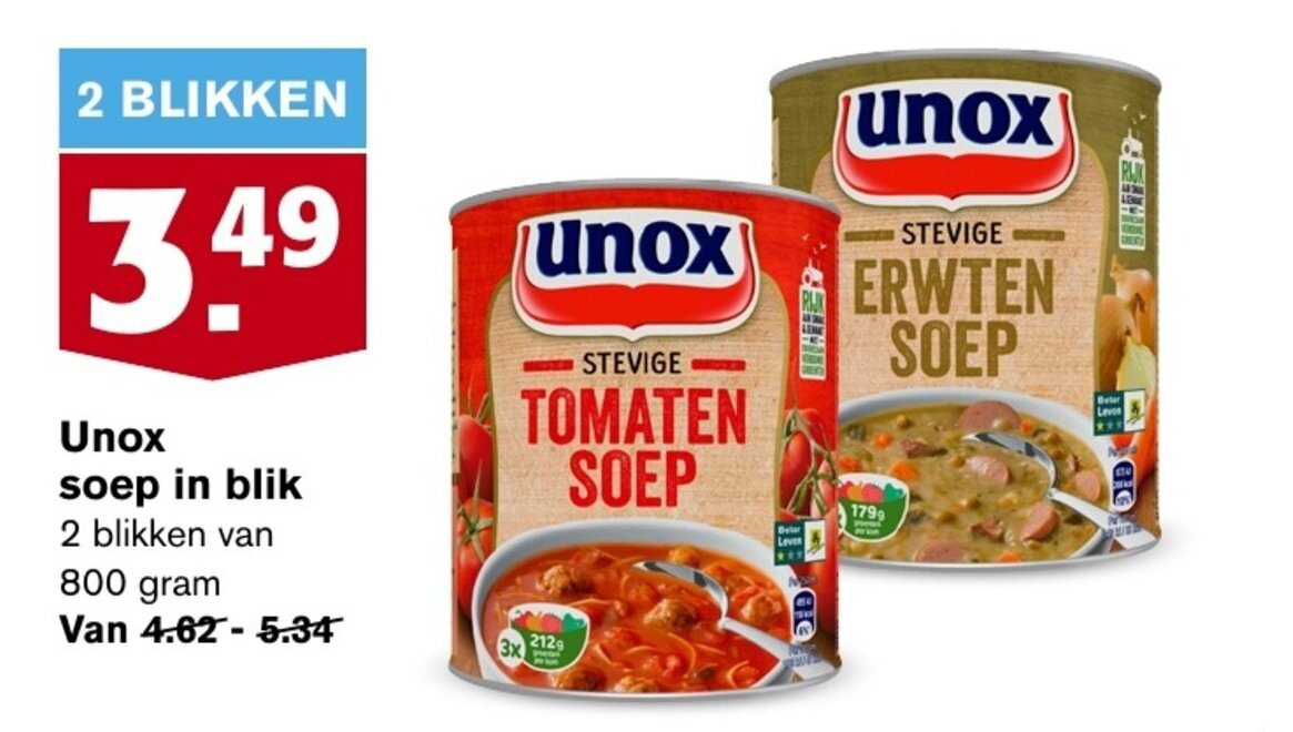 Unox Soep In Blik 800g Aanbieding Bij Hoogvliet