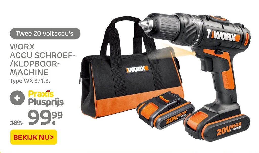 Worx Accu Schroef Klopboormachine Aanbieding Bij Praxis