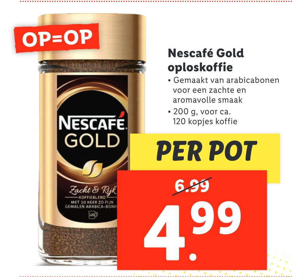 Nescafé Gold oploskoffie aanbieding bij Lidl