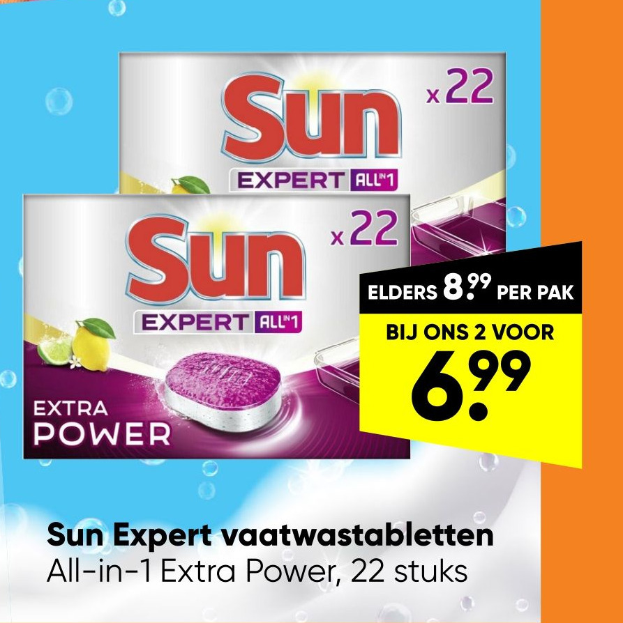 Sun Expert Vaatwastabletten All In 1 Extra Power 22 Stuks Aanbieding