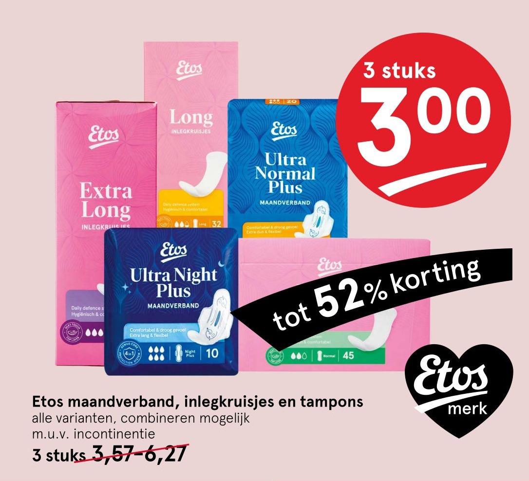 Etos Maandverband Inlegkruisjes En Tampons Aanbieding Bij Etos