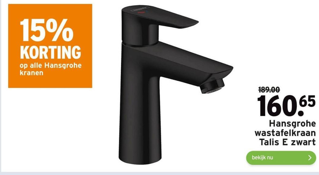 Hansgrohe Wastafelkraan Talis E Zwart Aanbieding Bij Gamma