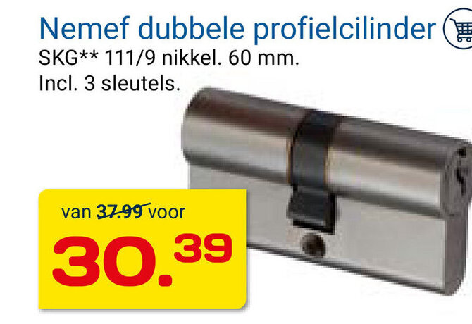 Nemef Dubbele Profielcilinder Aanbieding Bij Kluswijs