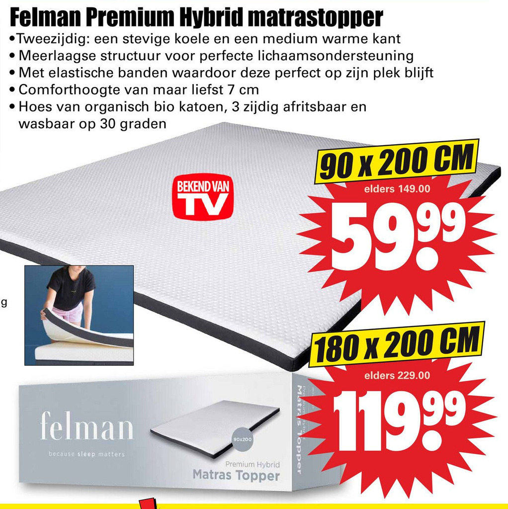 Felman Premium Hybrid Matrastopper Aanbieding Bij Dirk