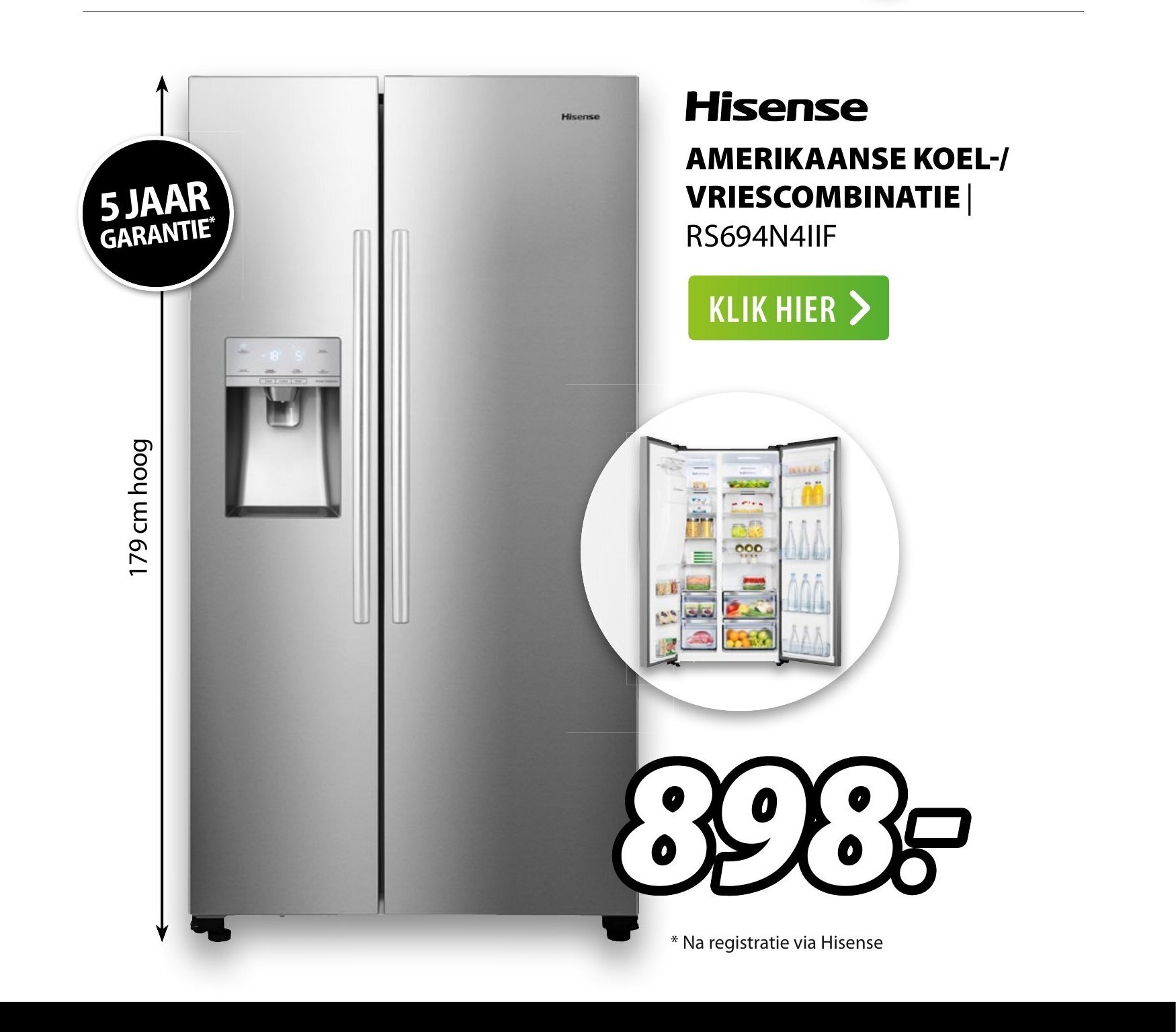 Hisense Amerikaanse Koel Vriescombinatie Rs N Iif Cm Hoog