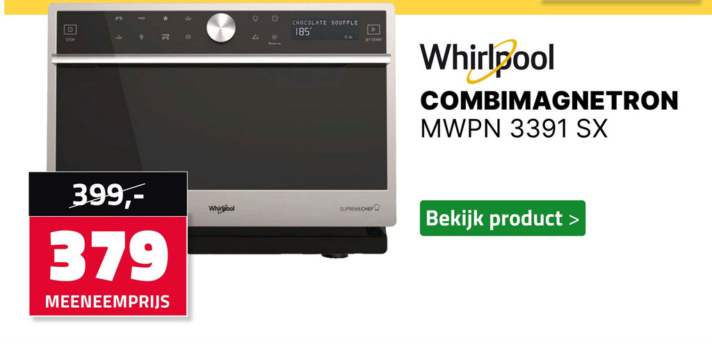 Whirlpool COMBIMAGNETRON MWPN 3391 SX Aanbieding Bij BoXXer