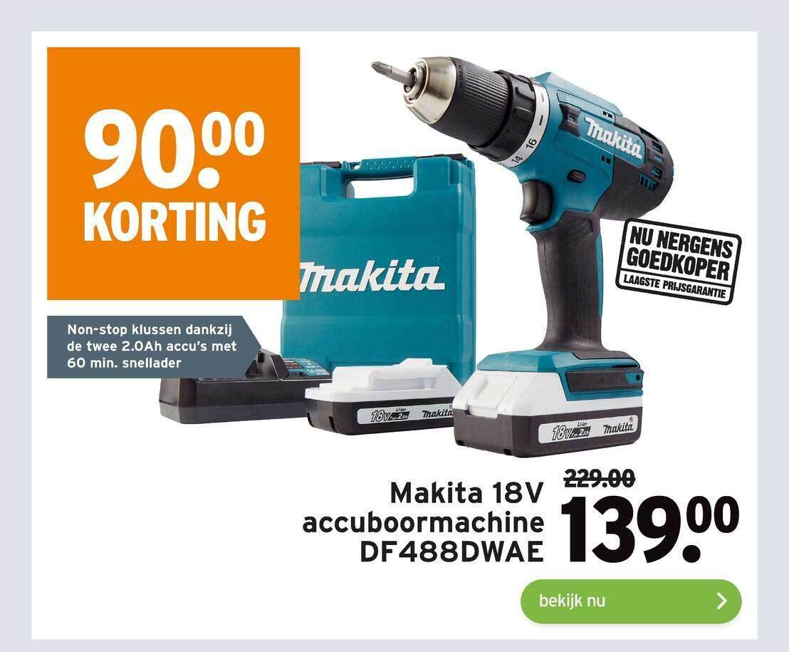 Makita 18V Accuboormachine DF488DWAE Aanbieding Bij GAMMA