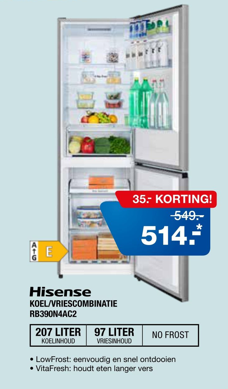 Hisense Koel Vriescombinatie Rb N Ac Aanbieding Bij Electroworld