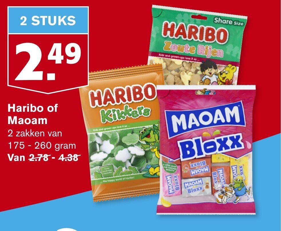 Haribo Of Maoam 175 260 Gram Aanbieding Bij Hoogvliet