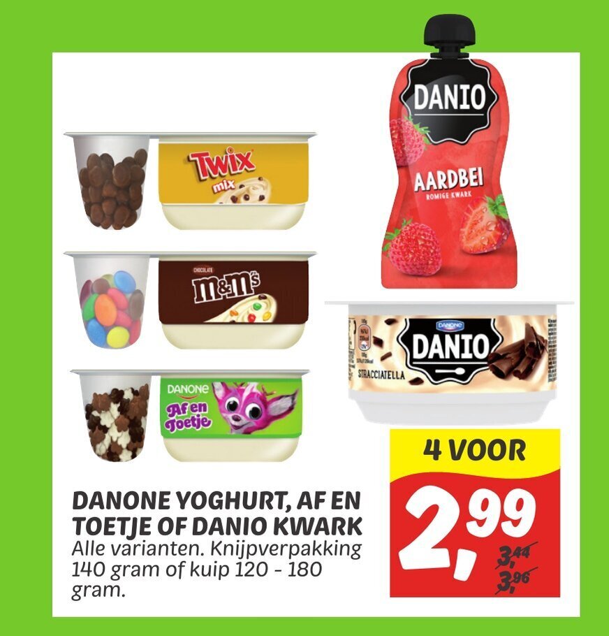 Danone Yoghurt Af En Toetje Of Danio Kwark 120 180 Gram Aanbieding