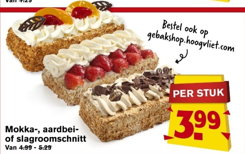 Mokka Aardbei Of Slagroomschnitt Aanbieding Bij Hoogvliet