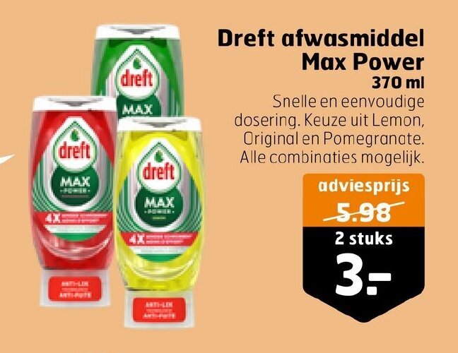 Dreft Afwasmiddel Max Power Ml Aanbieding Bij Trekpleister