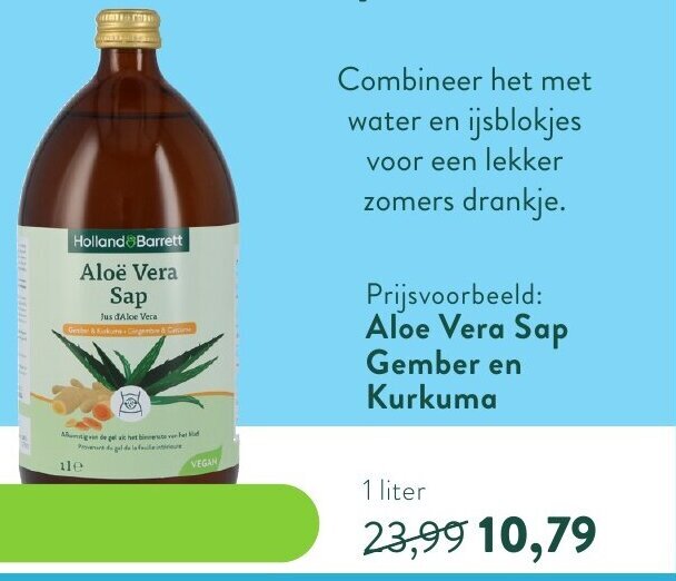 Aloe Vera Sap Gember En Kurkuma 1 Liter Aanbieding Bij Holland Barrett