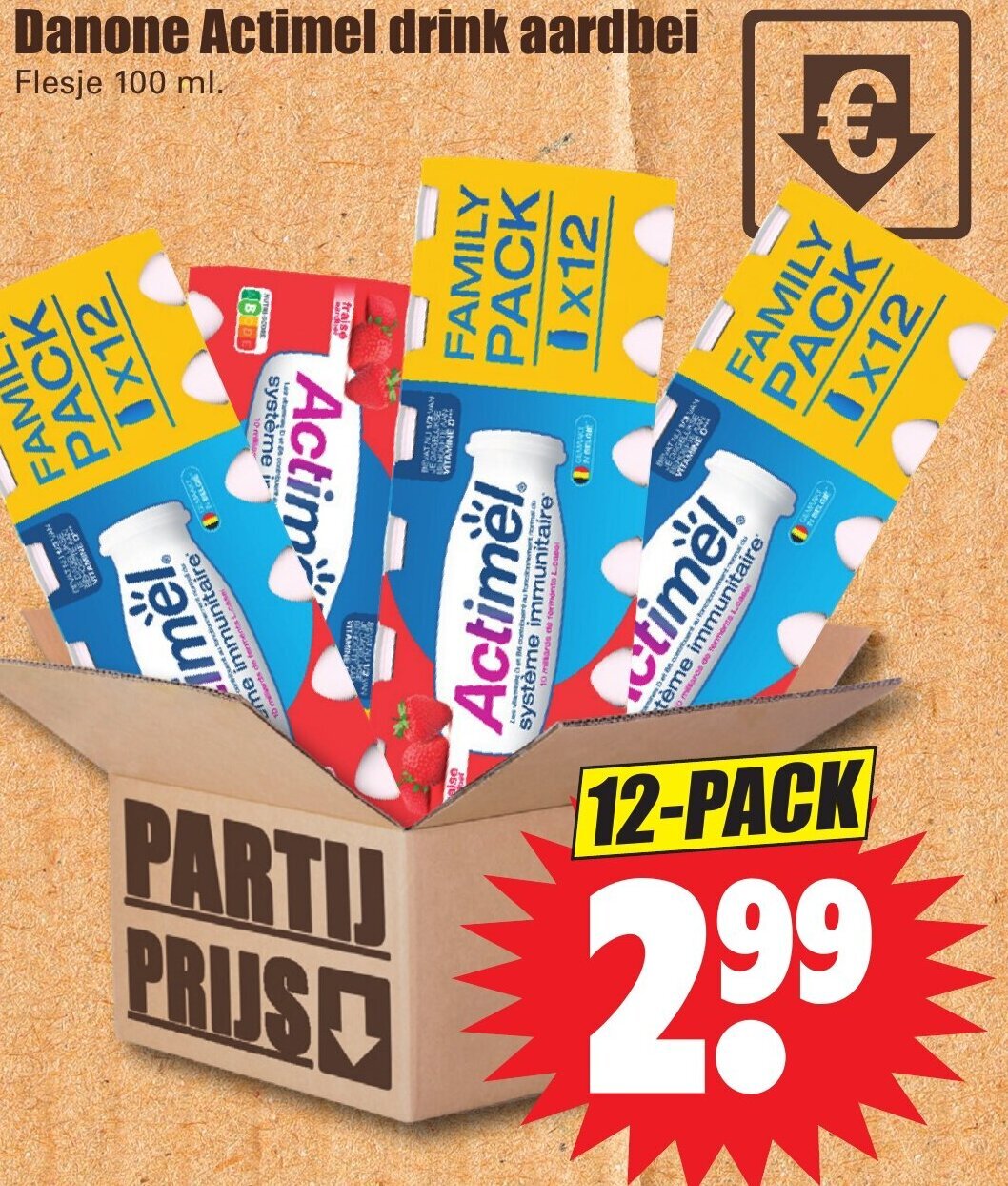 Danone Actimel Drink Aardbei Ml Pack Aanbieding Bij Dirk