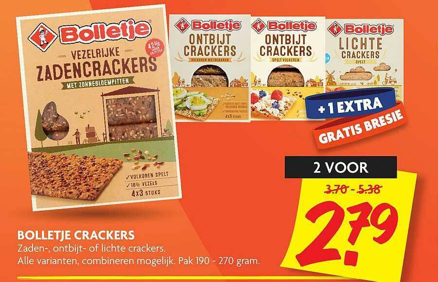 Bolletje Crackers Zaden Ontbijt Of Lichte Cracker Aanbieding Bij