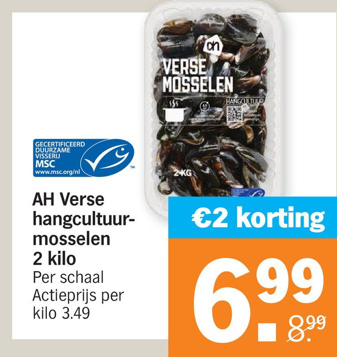 Ah Verse Hangcultuur Mosselen Kilo Aanbieding Bij Albert Heijn