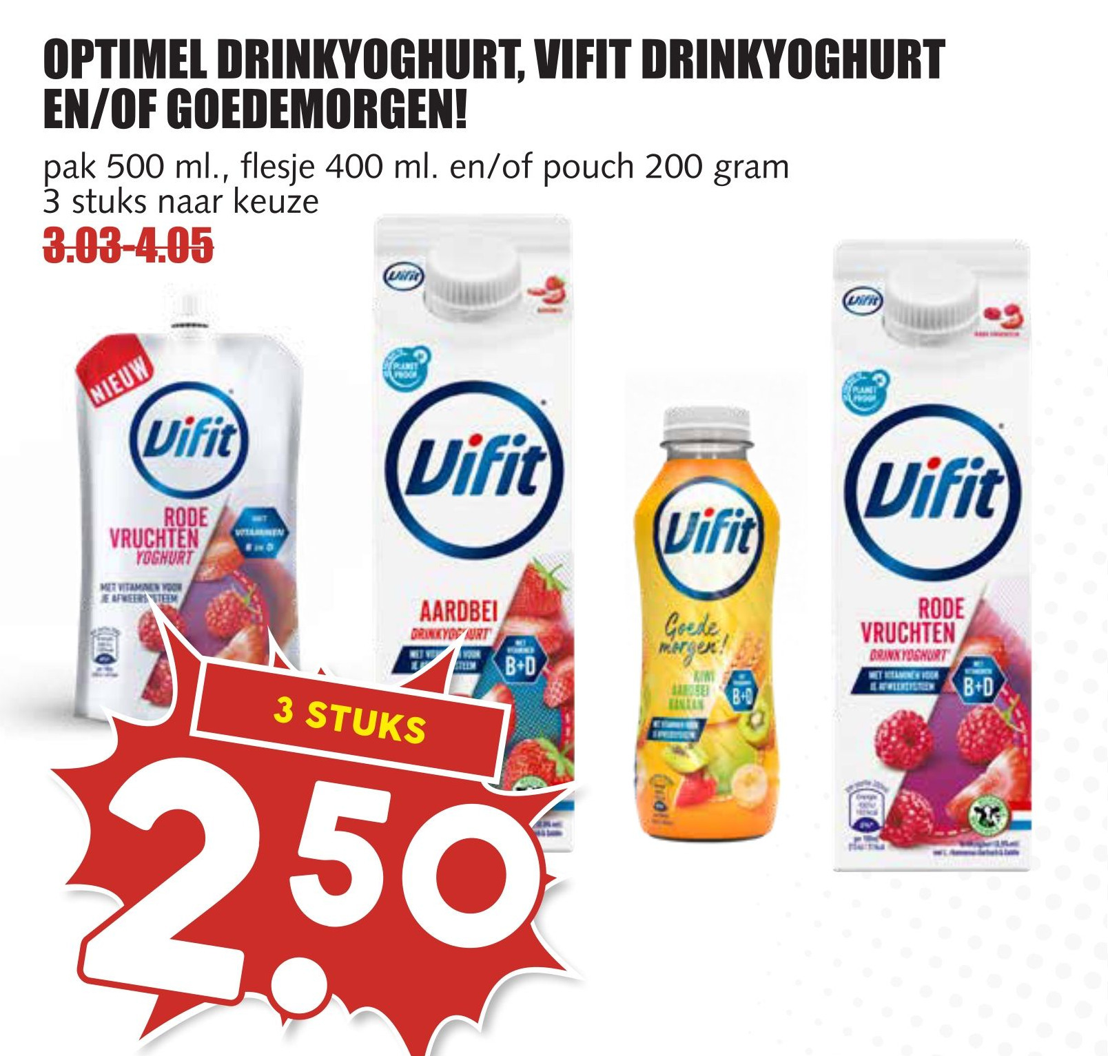 Optimel Drinkyoghurt Vifit Drinkyoghurt En Of Goedemorgen Aanbieding