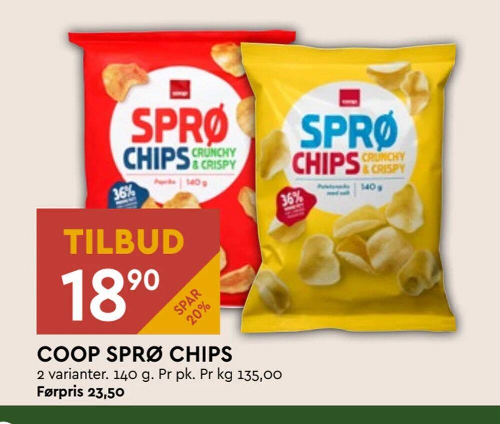 Coop sprø chips tilbud hos Coop Mega