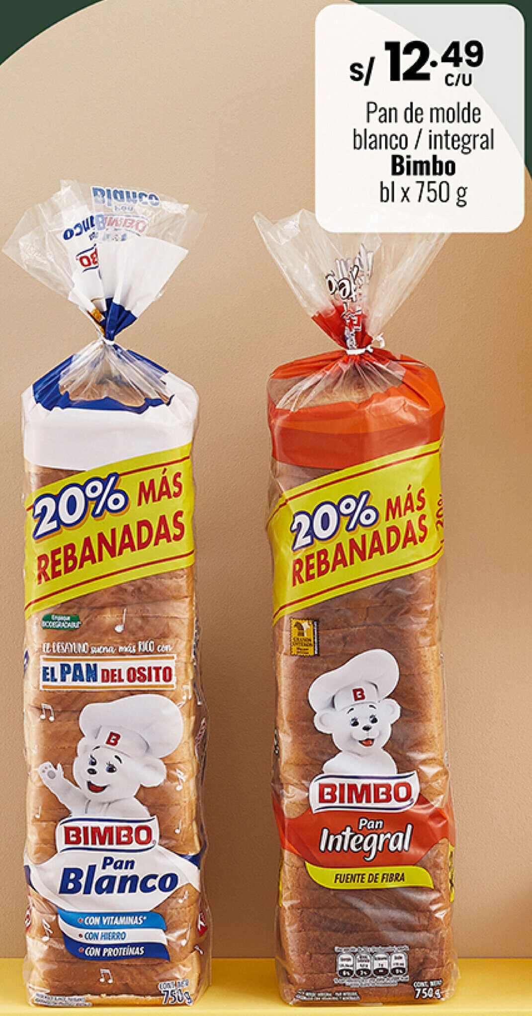 Pan De Molde Blanco Integral Bimbo 750g Oferta En Plaza Vea