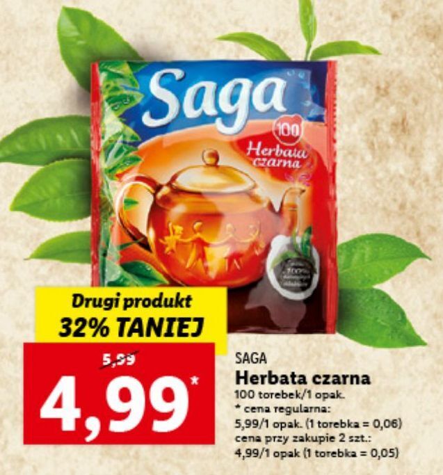 Promocja Herbata Ekspresowa Saga W Lidl