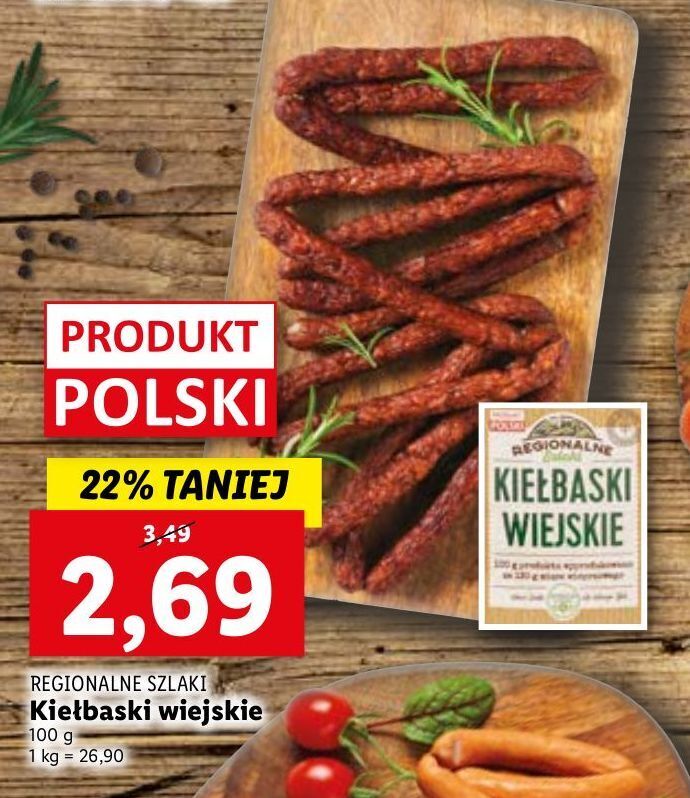 Promocja Kiełbaski wiejskie regionalne szlaki w Lidl