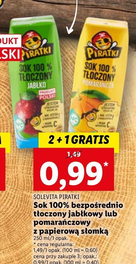 Promocja Sok pomarańczowy solevita piratki w Lidl