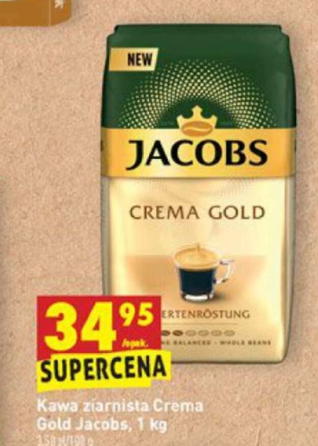 Promocja Kawa Ziarnista Crema Gold Jacobs 1kg Biedronka