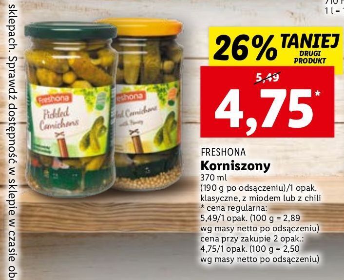 Promocja Og Rki Korniszony Z Miodem Freshona W Lidl