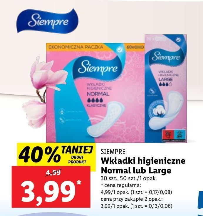 Promocja Wkładki large siempre w Lidl