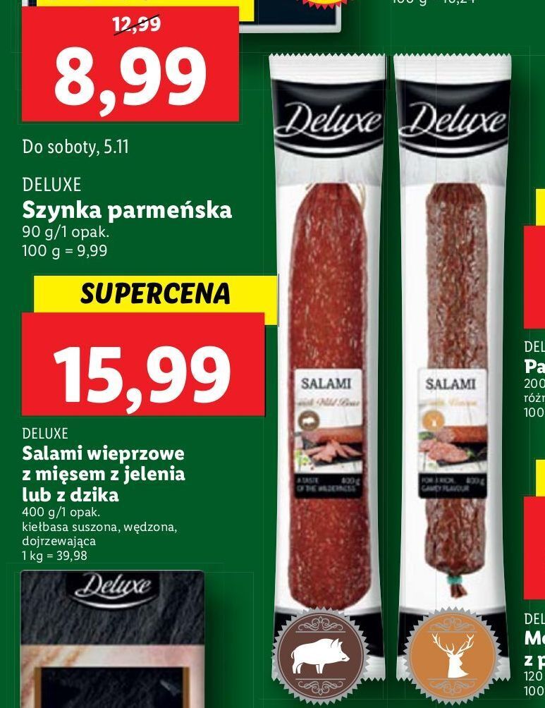 Promocja Salami wieprzowe z mięsem dzika deluxe w Lidl