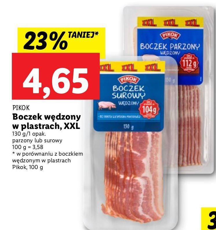 Promocja Boczek surowy wędzony w plastrach pikok w Lidl