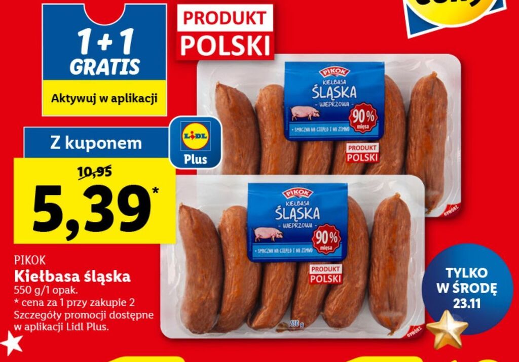 Promocja Kiełbasa śląska wieprzowa pikok w Lidl