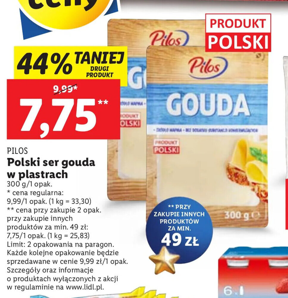 Promocja Pilos Polski Ser Gouda W Plastrach 300g 1 Opak Lidl