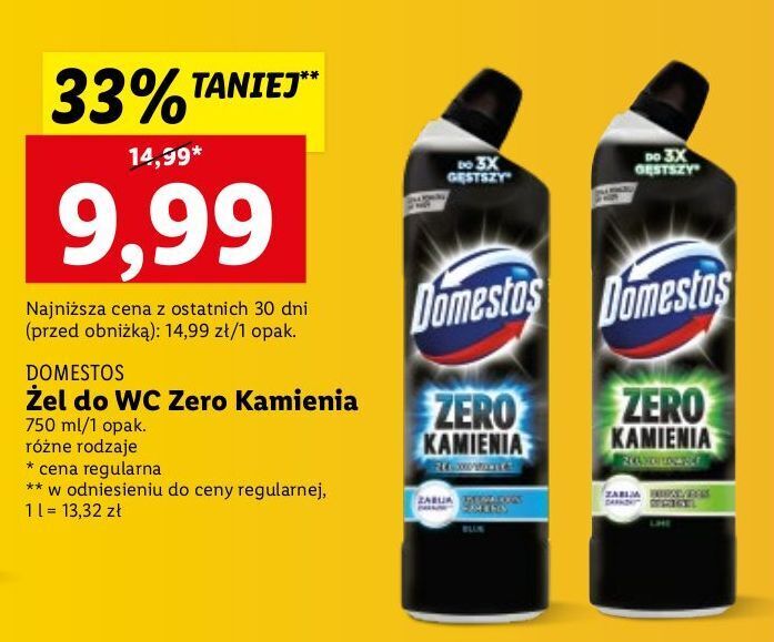 Promocja Żel do wc blue domestos zero kamienia w Lidl