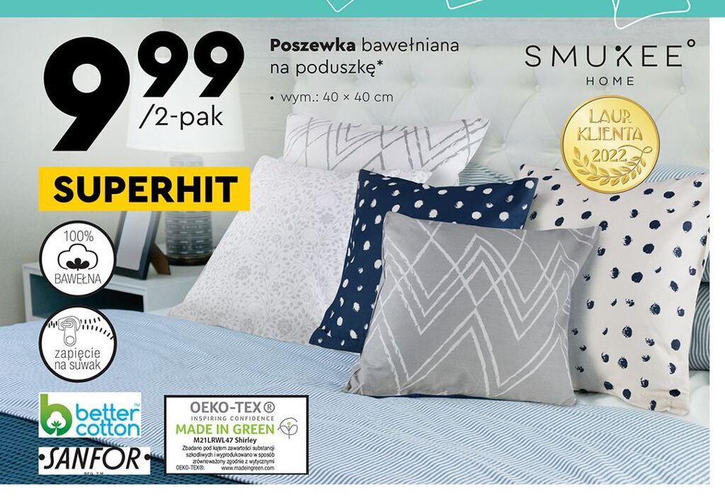 Promocja Poszewki Bawe Niane X Cm Smukee Home W Biedronka