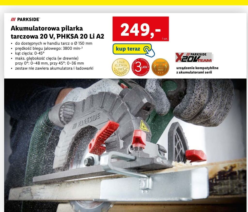 Promocja Pilarka Tarczowa Akumulatorowa V Parkside W Lidl