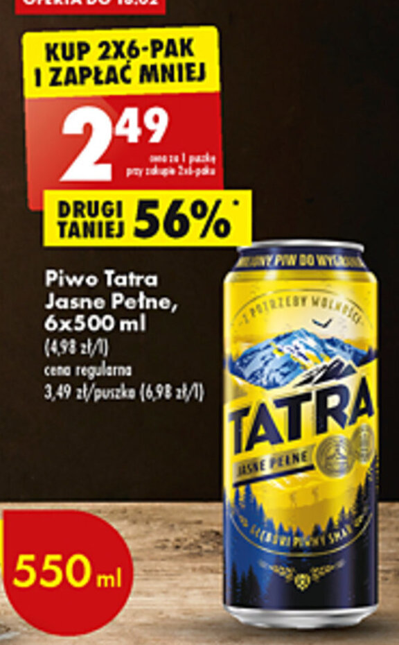 Promocja Tatra Jasne Pełne Piwo 500ml w Biedronka