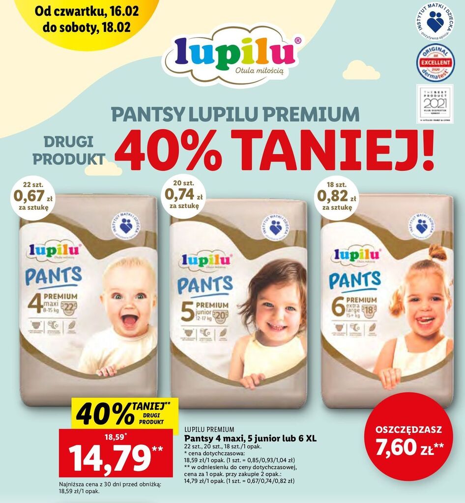 Promocja Pieluchomajtki 5 Junior Lupilu Pants Premium W Lidl