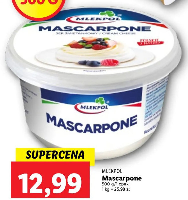 Promocja Mlekpol Mascarpone 500g W Lidl