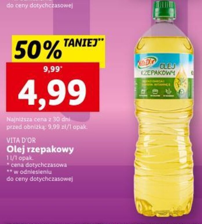 Promocja Vita D Or Olej Rzepakowy 1l W Lidl