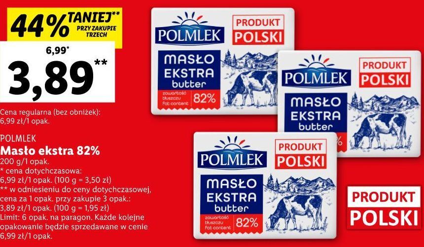 Promocja Masło extra polmlek w Lidl