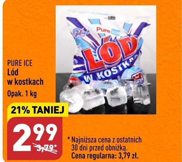 Promocja Pure Ice Lód w kostkach Opak 1kg w ALDI