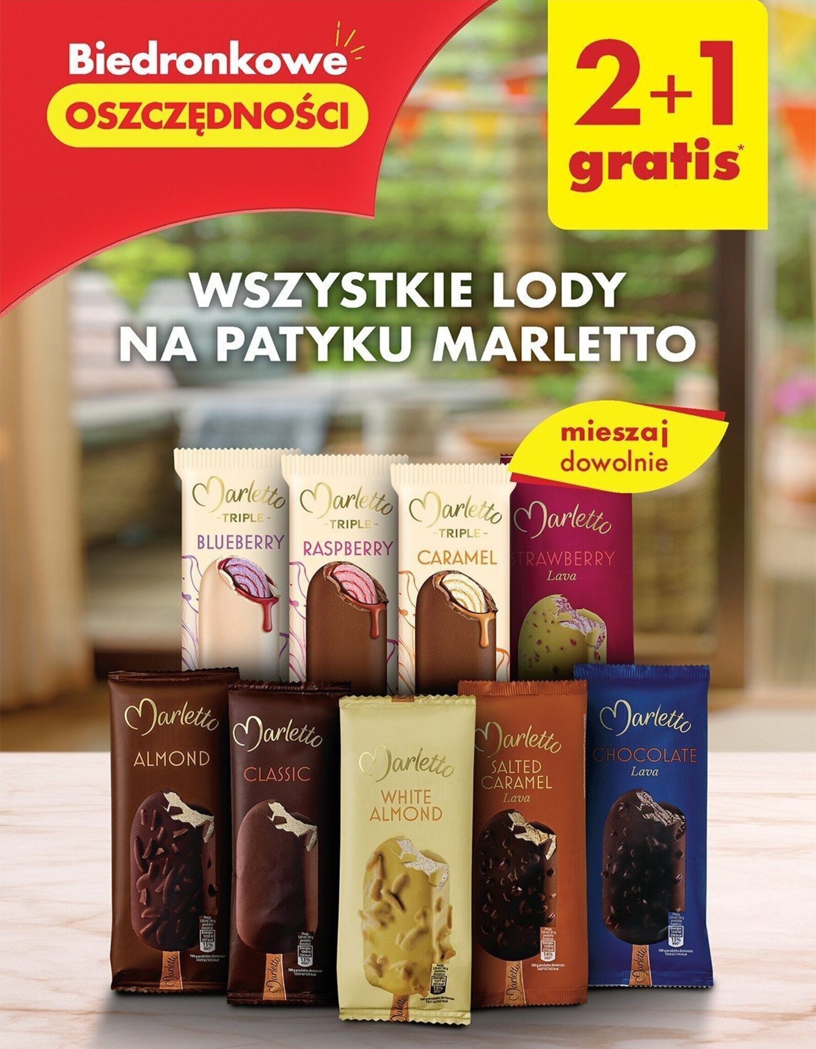 Promocja WSZYSTKIE LODY NA PATYKU MARLETTO W Biedronka