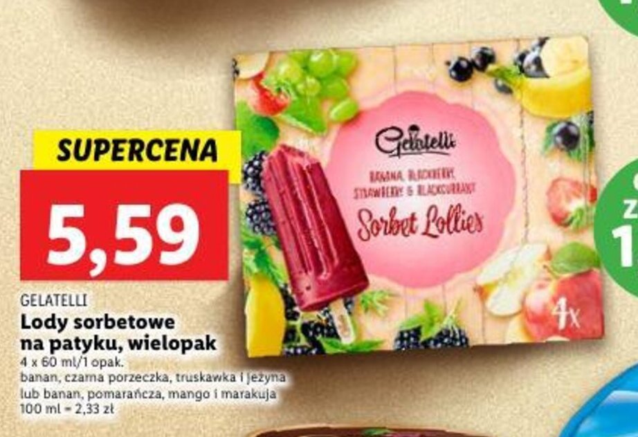 Promocja Gelatelli Lody Sorbetowe Na Patyku Wielopak X Ml W Lidl